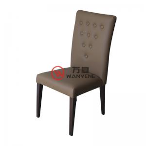 超纤皮餐椅 灰色带拉扣靠背皮椅 五金餐椅脚稳固耐用咖啡厅餐椅子