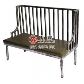 铁艺树形 银黑色栅栏式靠背 海绵软垫底座 金属五金沙发 铁管卡座沙发