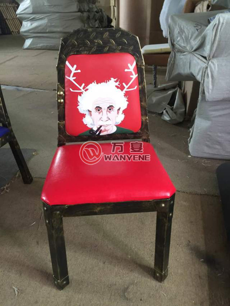 爱因斯坦肖像主题餐椅 厚实五金主题餐椅 工业复古线焊餐椅
