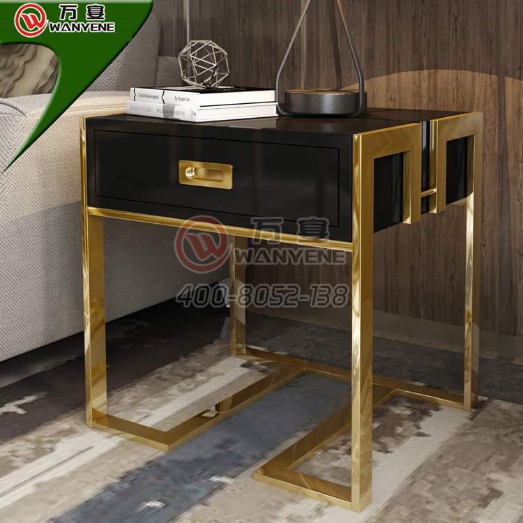 轻奢风格家具 简约现代铁艺边几北欧沙发组合小茶几创意客厅电话几卧室金属角几
