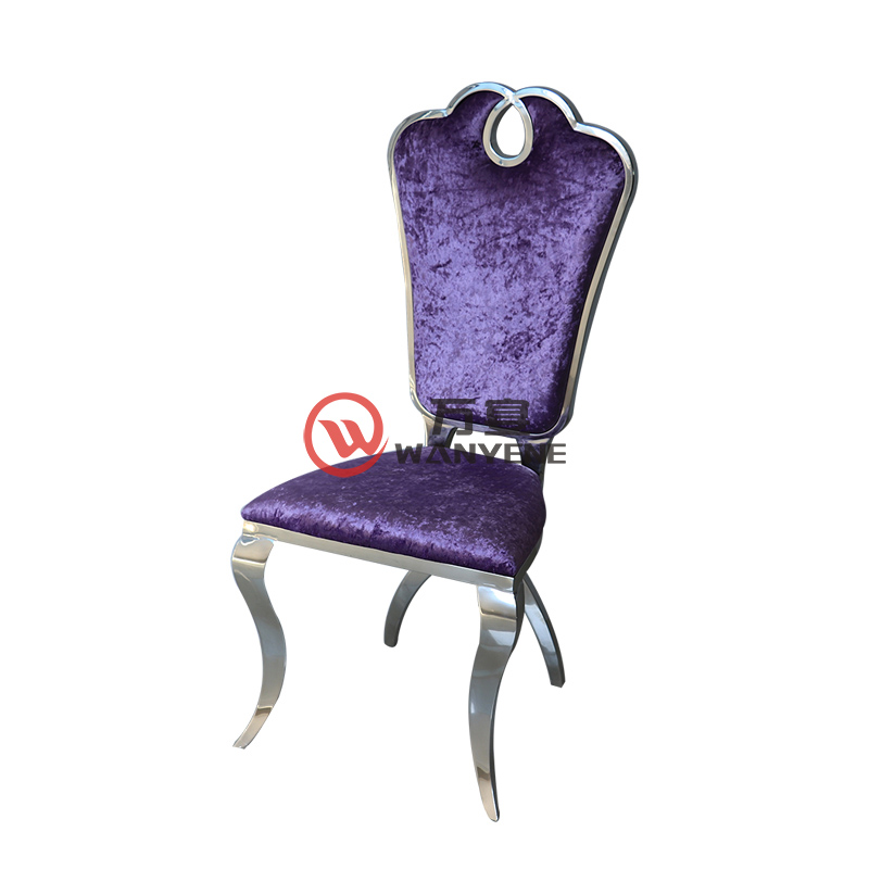 皇冠酒店餐椅 高端时尚大方扇形靠背婚礼椅子结构稳固耐用西餐厅不锈钢椅子
