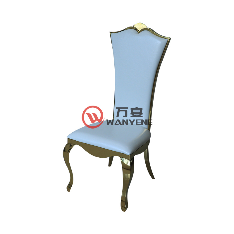 金色不锈钢餐椅 白色座垫靠背 扇贝椅餐厅酒店椅子 欧式古典 餐椅